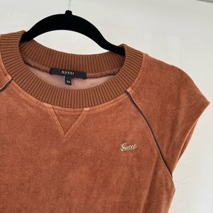 🥐 GUCCI vintage velour brown top (soft/thick material)🥐
